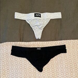 AWRY Underwear Set - Thong (Grey) and Cheeky (Black) - Medium